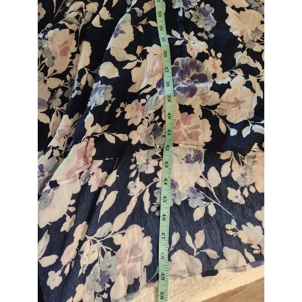 NWT J. Jill Size SP Navy Blue Floral Sleeveless Hi-Low Ruffle Hem Maxi Dress - Picture 8 of 10